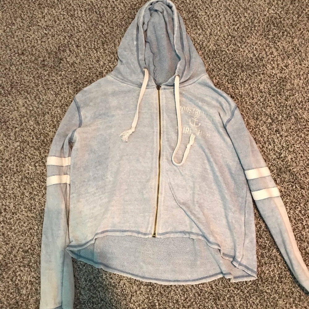 Coastal edge cropped zip up hoodie